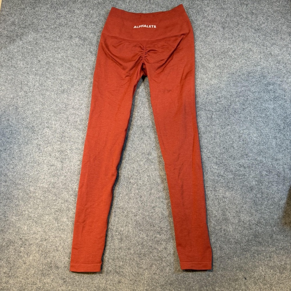 Alphalete Leggings Womens Small Orange Seamless High Rise Scrunch Ankle Yoga